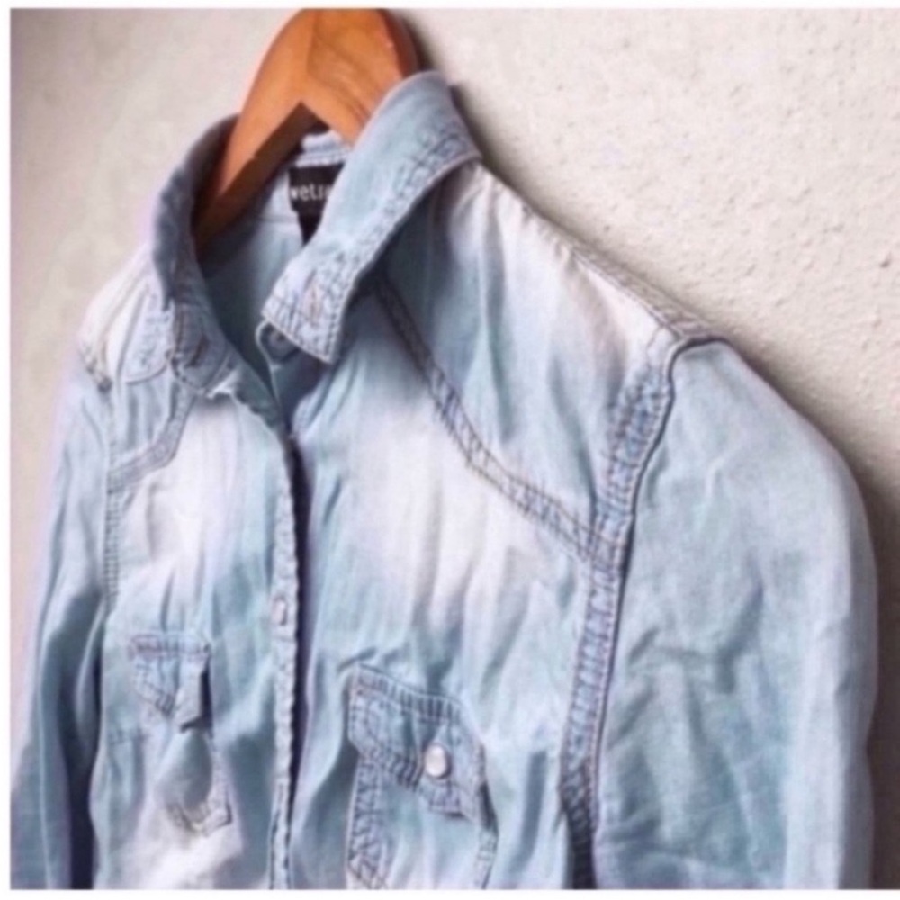 Burnout Chambray Pearl Snap Top